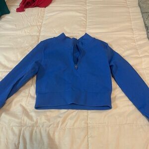 Blue Long Sleeve Cropped Top